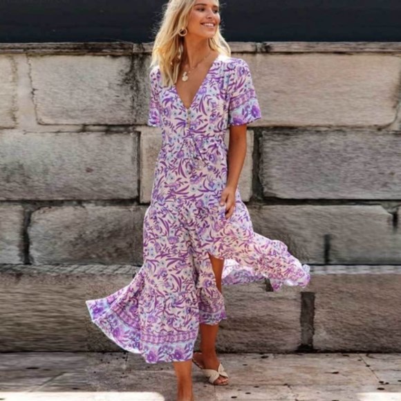 Dresses & Skirts - Boho Floral Print Maxi Dress
